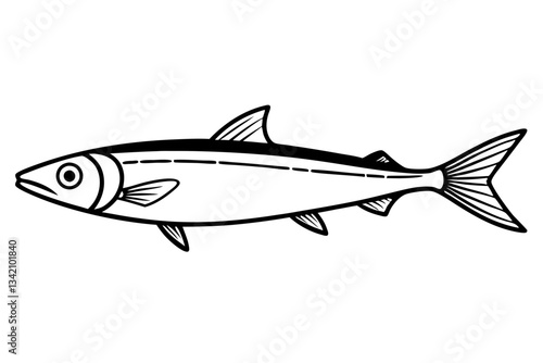 sardine line art silhouette vector illustration