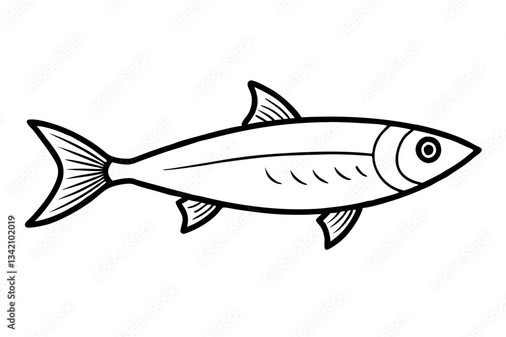 Fototapeta premium sardine line art silhouette vector illustration