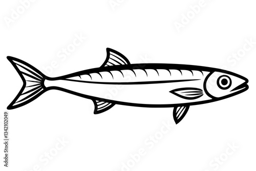 sardine line art silhouette vector illustration