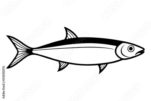 sardine line art silhouette vector illustration