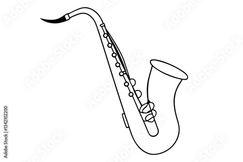 saxophone line art silhouette vector illustration