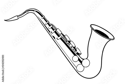 saxophone line art silhouette vector illustration