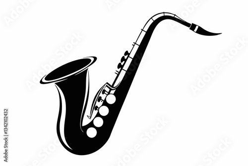 saxophone line art silhouette vector illustration