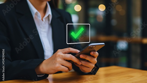 Wallpaper Mural businessman holding mobile phone with graph that the payment is done and to showcase the mobile transactions are easy and convenient  Torontodigital.ca