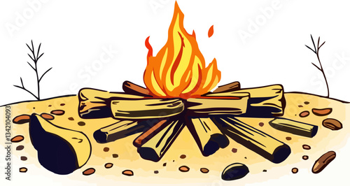 illustration beground abstract writing happi lohri fire firewood india punjabi