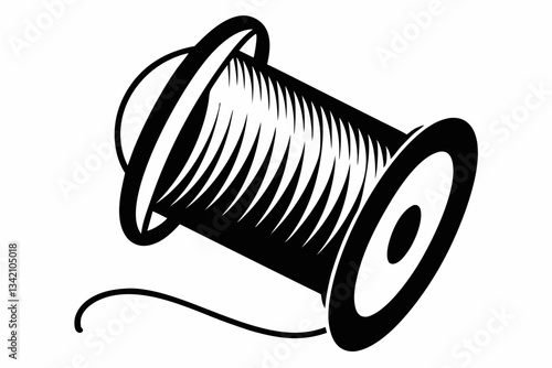 thread spool line art silhouette vector illustration