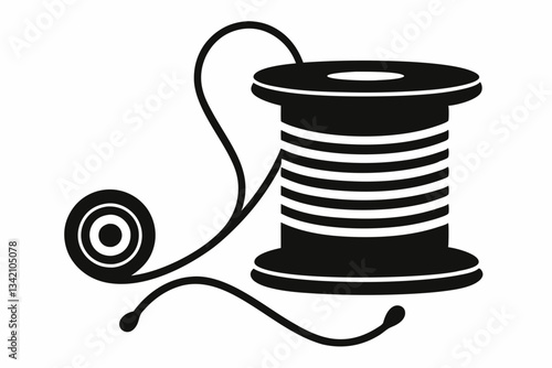 thread spool line art silhouette vector illustration