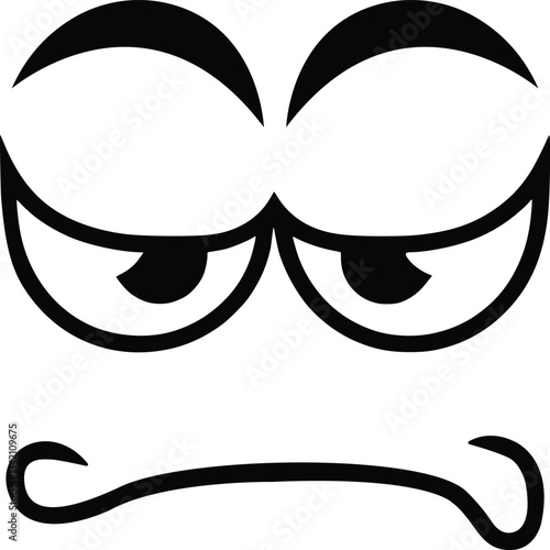 Tired Cartoon Face, Sleepy Expression Emoji Clipart & Vector Illustration.