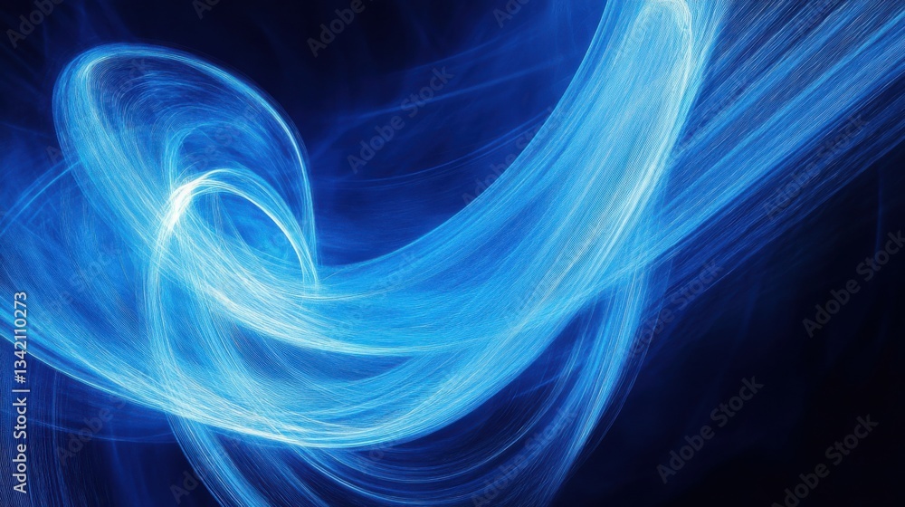Fototapeta premium Bright blue light beams illuminate a dark space, forming a vivid and abstract display of movement and energy