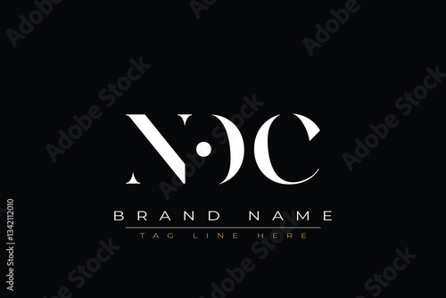 NOC abstract letter logo design. This logo is designed by three abstract letters
