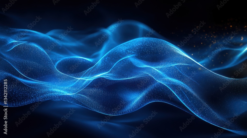 Fototapeta premium Bright blue light beams illuminate a dark space, forming a vivid and abstract display of movement and energy