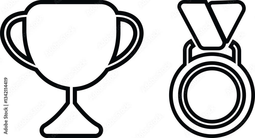 Premium award icon in line style set. isolated on white background Premium award icon in line style set. isolated on white background