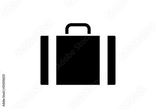 Icono negro de maleta de viaje con tiras