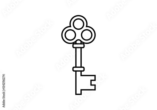Icono negro de llave antigua y elegante