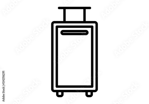 Icono negro de maleta de viaje con ruedas