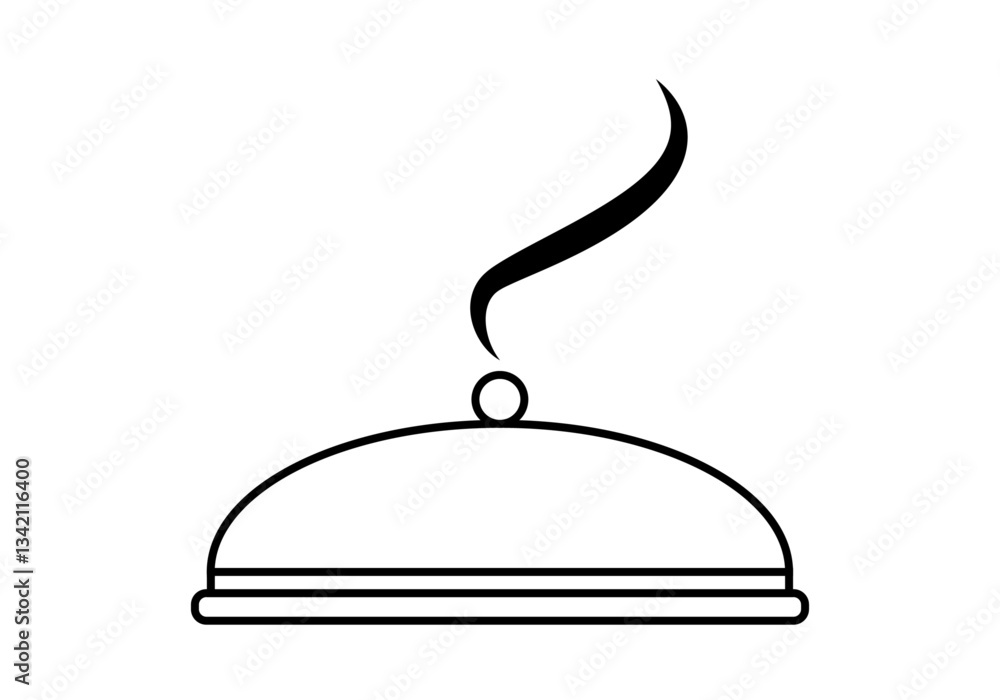 Icono negro de bandeja con comida caliente
