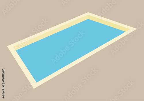 Piscina rectangular con agua en suelo marrón
