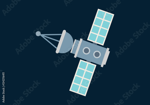 Satélite de medios de comunicación en fondo azul oscuro