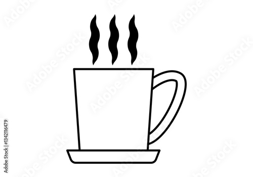 Icono negro de taza de café caliente