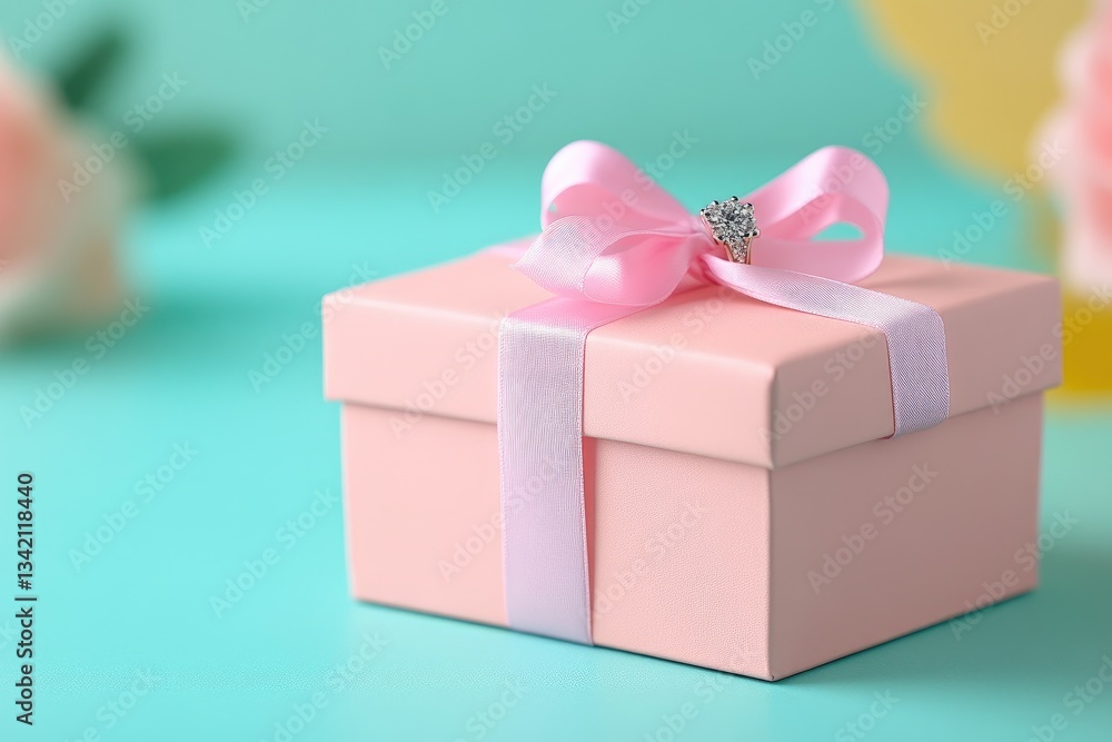 Obraz premium Elegant Pink Gift Box with Bow: Perfect for Celebrations, Birthdays, and Special Occasions