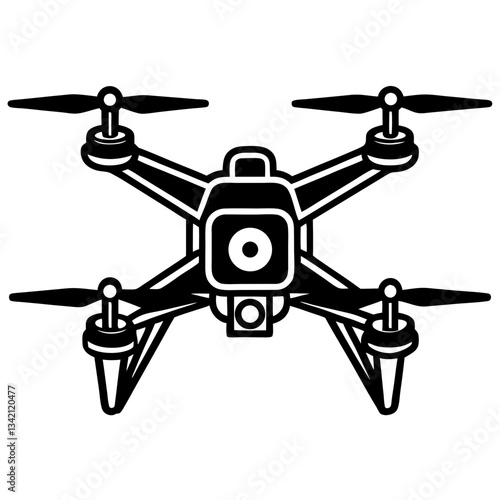 Silhouette of a modern drone hovering in mid-air, designed for high-tech photography and aerial surveillance