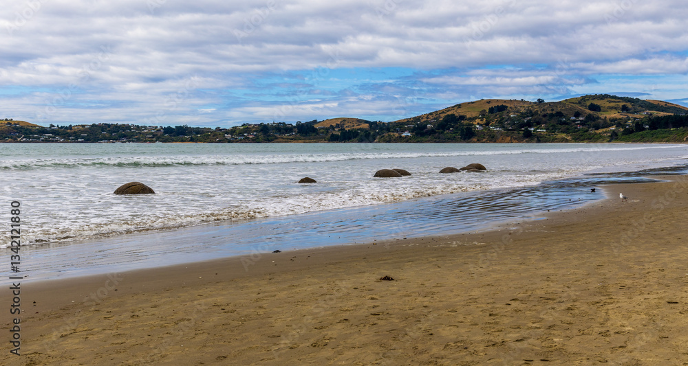 Moeraki Boulders Beach on the South Island, New Zealand Moeraki Boulders Beach on the South Island, New Zealand