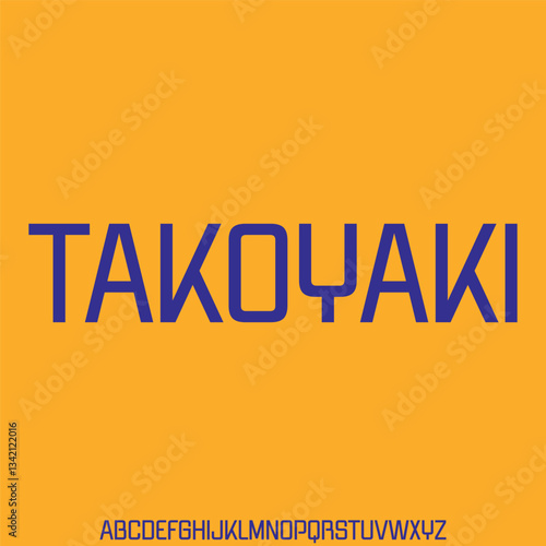 Decorative slab serif alphabet display font vector. Asian food typeface