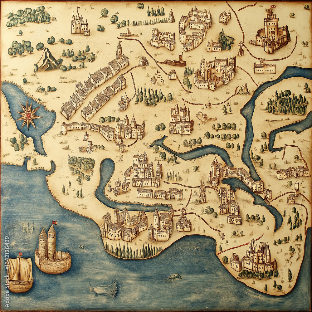 Obraz premium ancient medieval map of the world