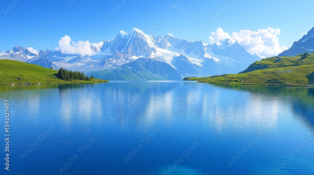 Fototapeta premium Serene Alpine Lake with Mountain Reflections