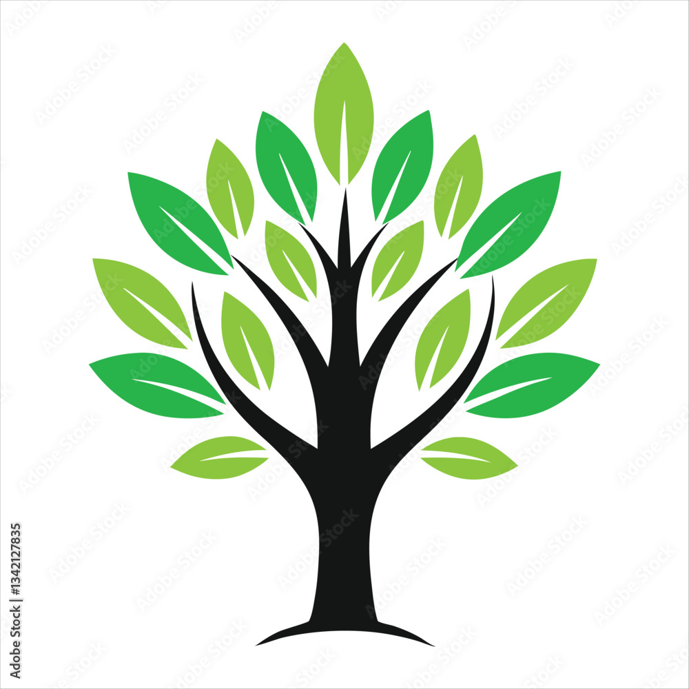 Fototapeta premium Stylized vector tree logo icon