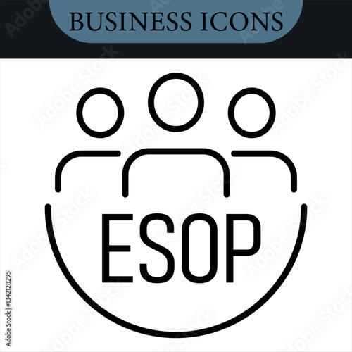 Employee Stock Ownership Plan Line Editable Icons set. Vector icons set. Vector illustration in modern thin line style of business related icons: company, shares, benefits and pension savings.Isolated