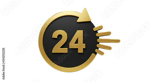 Isolated 24-Hour Service Icon, Representing Continuous Availability and Support