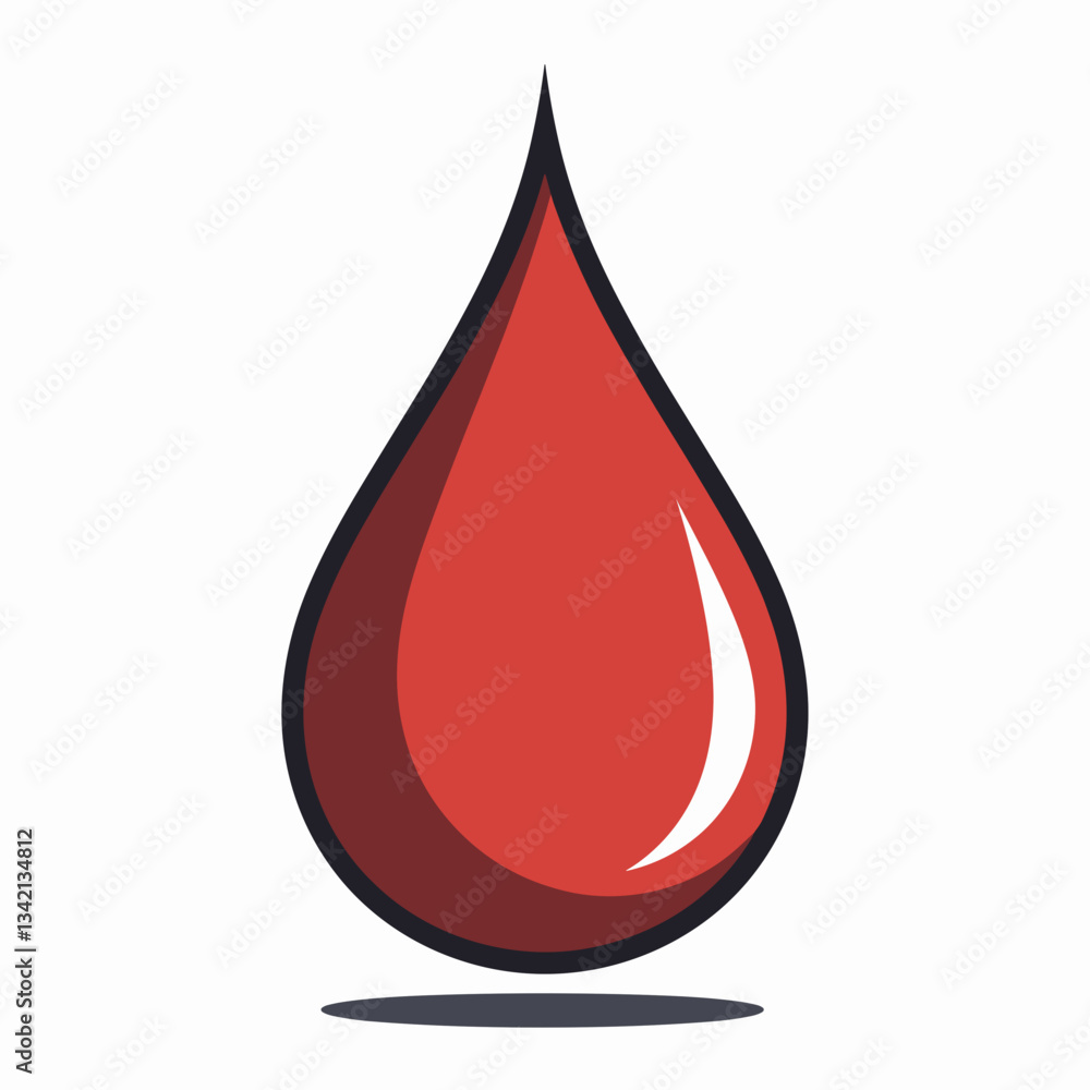 Fototapeta premium Red blood drop icon on white background, medical symbolism