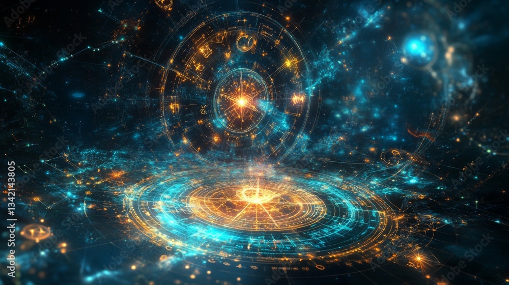 Obraz premium Abstract Cosmic Galaxy with Glowing Sphere