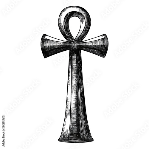 Black and white Ankh symbol, perfect for tattoos, vectors, logos, isolated on a white background.