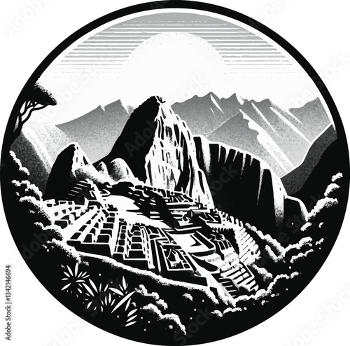 Machu Picchu minimalist logo
