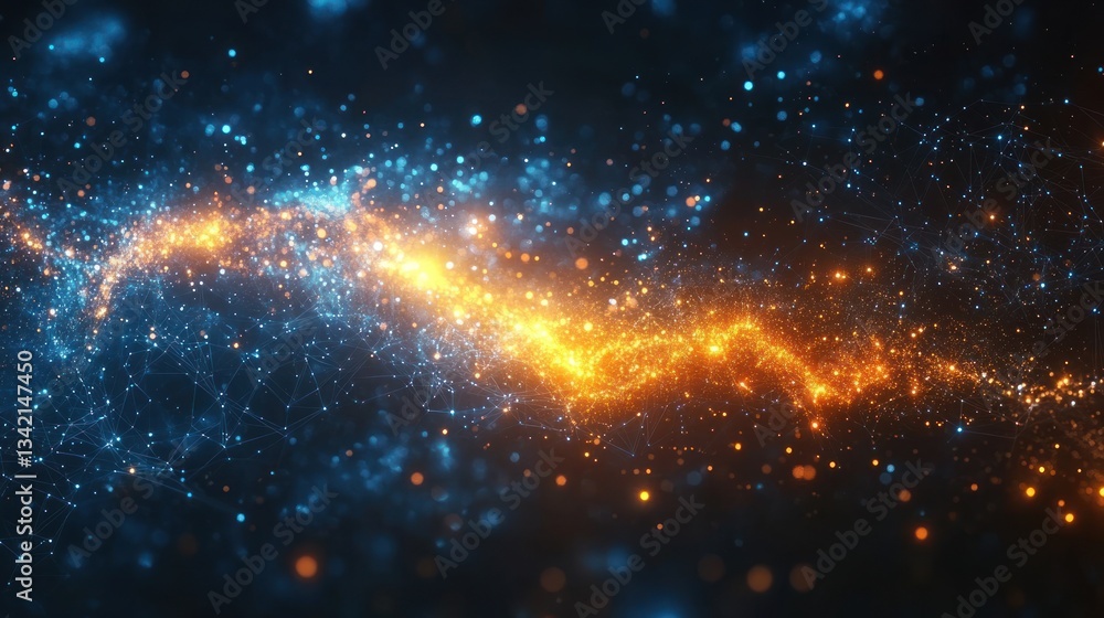 Obraz premium Abstract Cosmic Nebula: A Symphony of Blue and Orange