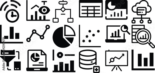 Data Analysis Icons Set – Business Analytics and Statistics Vector
