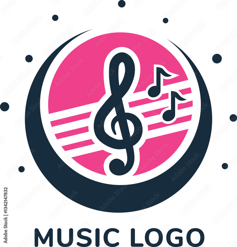 Vector music symbol with circle and notes for branding music-related businesses, apps, websites, and events. Vector music symbol with circle and notes for branding music-related businesses, apps, websites, and events.