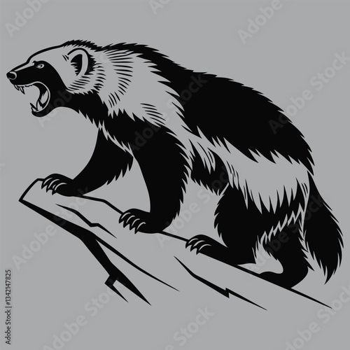 a wolverine charging forward silhouette vector design art and illustration