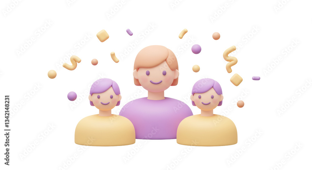 Isolated Group of People with Confetti, Representing Teamwork and Celebration Isolated Group of People with Confetti, Representing Teamwork and Celebration