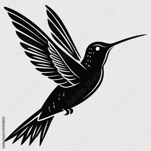 A hummingbird rapidly beating its wings  image silhouette design vector art and illustration