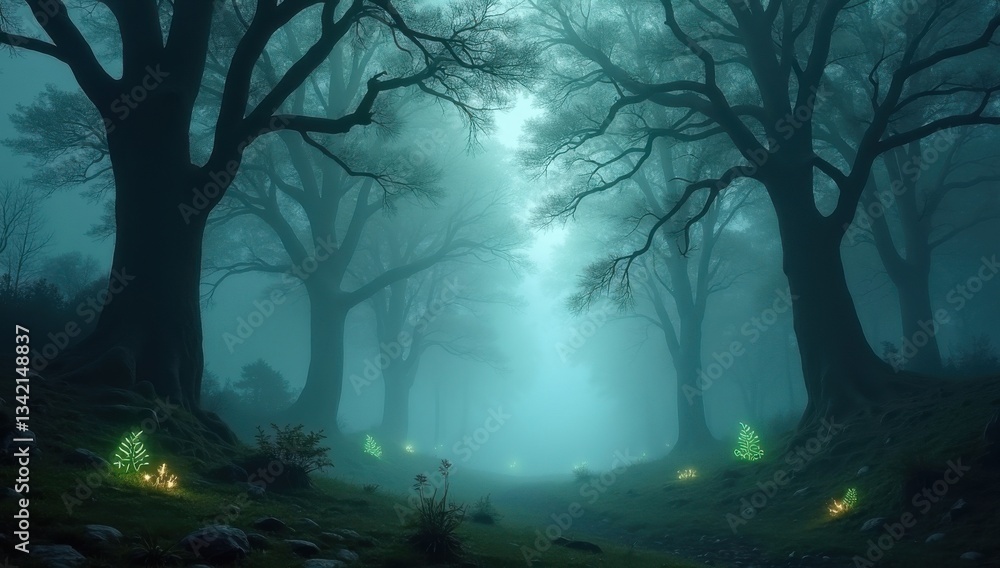Mysterious Foggy Forest Background Mysterious Foggy Forest Background