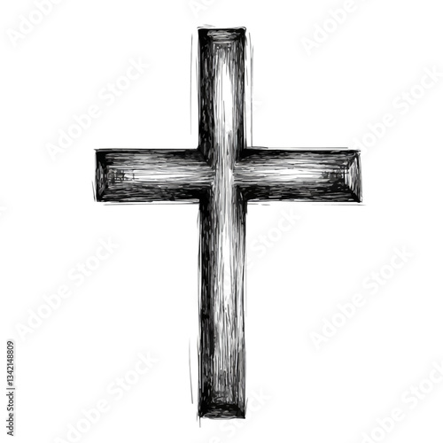 Diagonal Cross symbol - minimalist black and white vector art - perfect for tattoos, logos - isolated on white