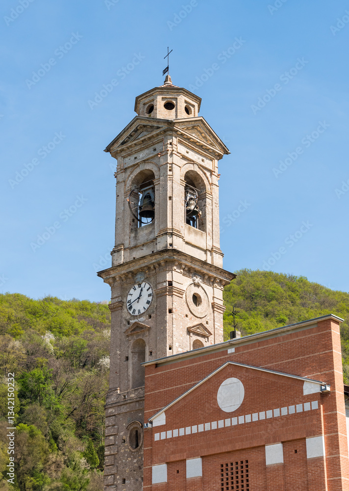 Fototapeta premium The parish church of Saints Vitale and Agata is located in Val Mara, in the hamlet of Rovio, in the canton of Ticino, Switzerland.