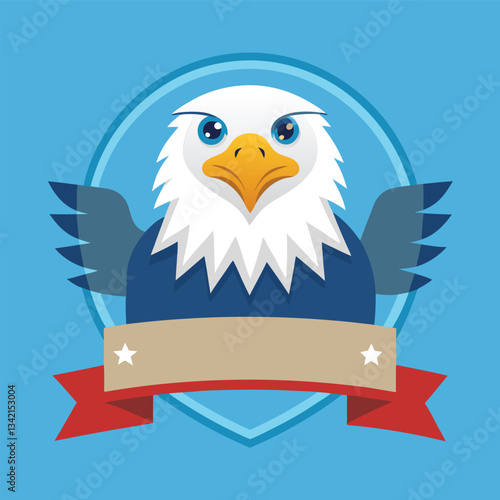 **** Captivating Bald Eagle Perched on a Blank Ribbon Ready for Your Message