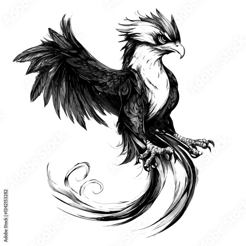 Gryphon symbol - black and white design for tattoos, logos and vectors - isolated on white