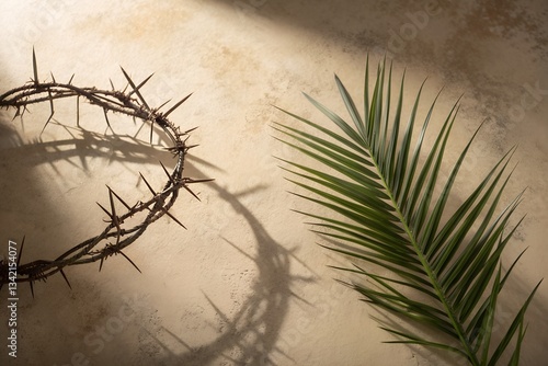 Christian Cross. on Palm Sunday, Easter and the Resurrection of Christ