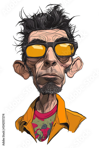 Caricature, Human Face, Art, Printable Image, with White Background, for Stickers, T-Shirt Printing, Cap, Mug, Slipper, Mousepad