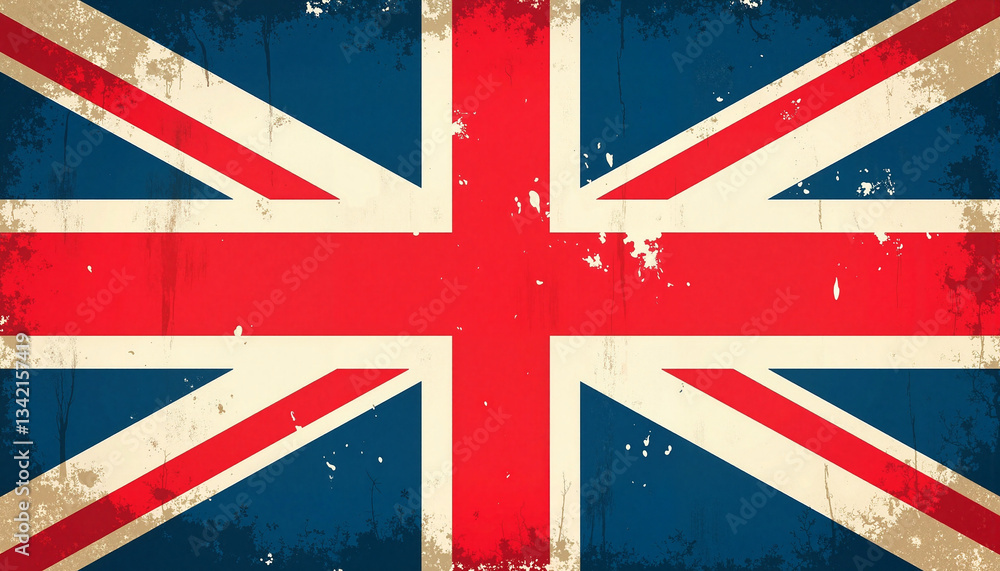 Fototapeta premium Grunge British Flag on Vintage Background 